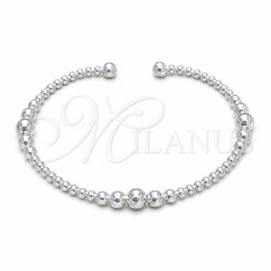 Sterling Silver Individual Bangle, Ball Design, Polished, Silver Finish, 07.393.0005.05 (04 MM Thickness, Size 5 (2.50 Diameter))