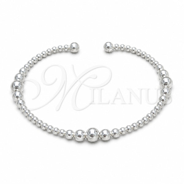 Sterling Silver Individual Bangle, Ball Design, Polished, Silver Finish, 07.393.0005.05 (04 MM Thickness, Size 5 (2.50 Diameter))