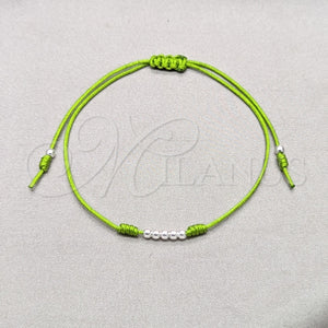Sterling Silver Bracelet — Adjustable Bolo Bracelet Ball Design Green Algodón 03. — main product view — SKU 158522 | Plata 925 brazalete — Adjustable Bolo Bracelet Ball diseño Green Algodón 03. — SKU 158522