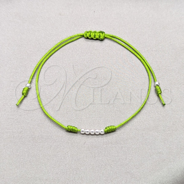 Sterling Silver Bracelet — Adjustable Bolo Bracelet Ball Design Green Algodón 03. — main product view — SKU 158522 | Plata 925 brazalete — Adjustable Bolo Bracelet Ball diseño Green Algodón 03. — SKU 158522