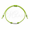 Sterling Silver Adjustable Bolo Bracelet, Ball Design, Green Algodón, Silver Finish, 03.426.0001.07 (03 MM Thickness, 7 Inches Length)