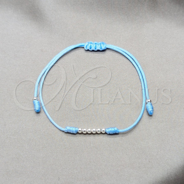 Sterling Silver Bracelet — Adjustable Bolo Bracelet Ball Design Blue Leather 03. — alternate product view — SKU 158523 | Plata 925 brazalete — Adjustable Bolo Bracelet Ball diseño Blue Leather 03. — SKU 158523