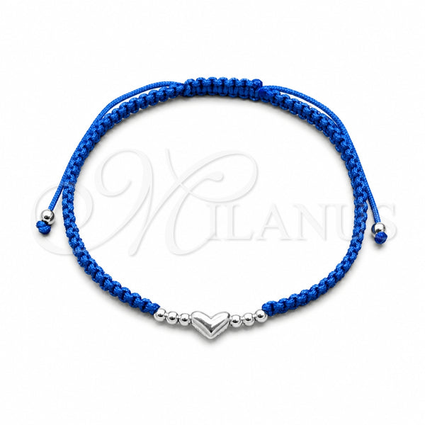 Sterling Silver Adjustable Bolo Bracelet, Ball and Heart Design, Algodón, Silver Finish, 03.426.0003.07 (06 MM Thickness, 7 Inches Length)