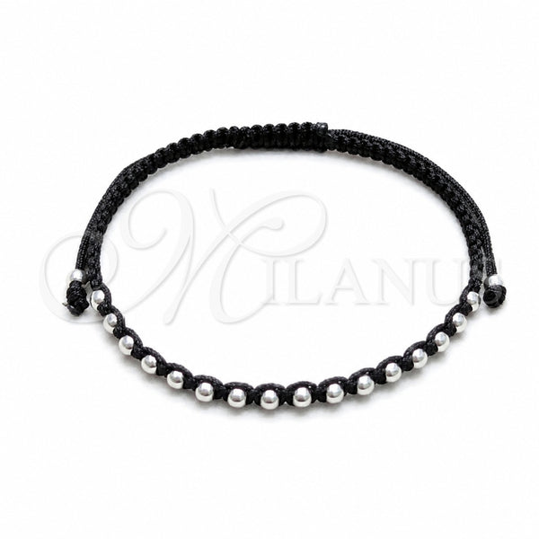 Sterling Silver Adjustable Bolo Bracelet, Ball Design, Algodón, Silver Finish, 03.426.0004.07 (03 MM Thickness, 7 Inches Length)