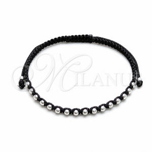 Sterling Silver Adjustable Bolo Bracelet, Ball Design, Algodón, Silver Finish, 03.426.0004.07 (03 MM Thickness, 7 Inches Length)