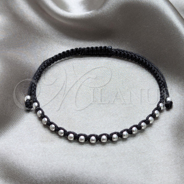 Sterling Silver Adjustable Bolo Bracelet, Ball Design, Algodón, Silver Finish, 03.426.0004.07 (03 MM Thickness, 7 Inches Length)
