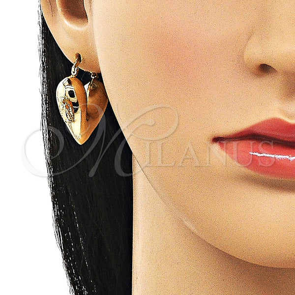 Gold Filled Hoop Earrings — Medium Hoop Guadalupe and Heart Design Polished 02. — alternate product view — SKU 158528 | Oro Laminado aretes de aro — Medium Hoop Guadalupe and corazón diseño pulido 02. — SKU 158528