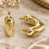 Oro Laminado Medium Hoop, Gold Filled Style Guadalupe and Heart Design, Polished, Golden Finish, 02.253.0092.30