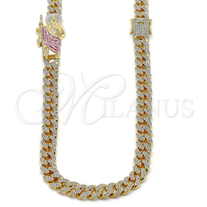 Gold Filled Necklace — Fancy Necklace San Judas and Miami Cuban Design — main product view — SKU 158532 | Oro Laminado collar — elegante Necklace San Judas and Miami Cuban diseño — SKU 158532