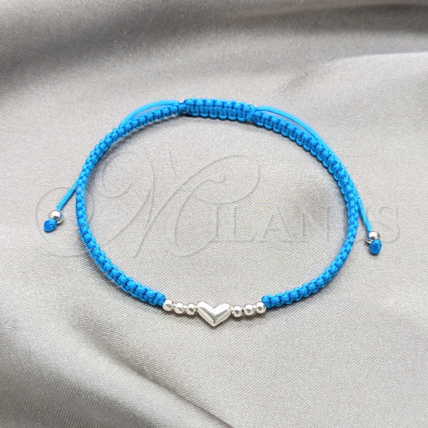 Sterling Silver Bracelet — Adjustable Bolo Bracelet Ball and Heart Design Algodón — main product view — SKU 158534 | Plata 925 brazalete — Adjustable Bolo Bracelet Ball and corazón diseño Algodón — SKU 158534