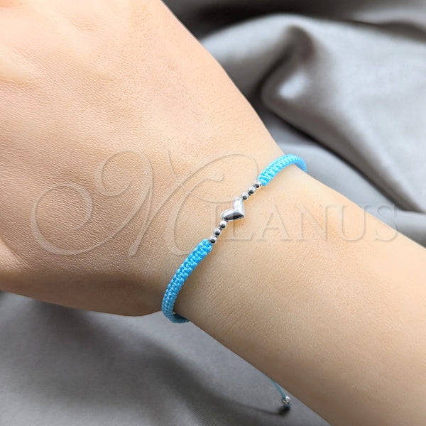 Sterling Silver Bracelet — Adjustable Bolo Bracelet Ball and Heart Design Algodón — alternate product view — SKU 158535 | Plata 925 brazalete — Adjustable Bolo Bracelet Ball and corazón diseño Algodón — SKU 158535