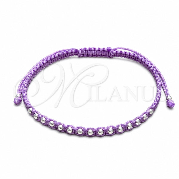 Sterling Silver Adjustable Bolo Bracelet, Ball Design, Algodón, Silver Finish, 03.426.0004.2.07 (03 MM Thickness, 7 Inches Length)