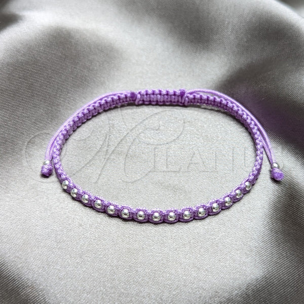 Sterling Silver Adjustable Bolo Bracelet, Ball Design, Algodón, Silver Finish, 03.426.0004.2.07 (03 MM Thickness, 7 Inches Length)