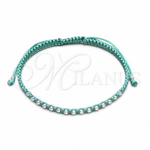 Sterling Silver Adjustable Bolo Bracelet, Ball Design, Algodón, Silver Finish, 03.426.0004.3.07 (03 MM Thickness, 7 Inches Length)