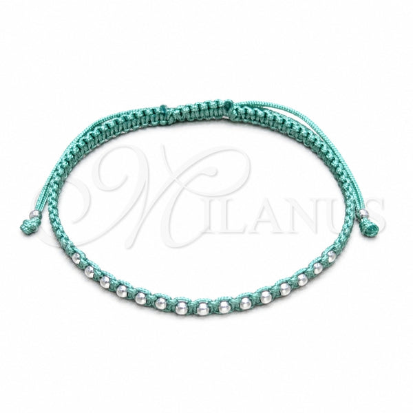 Sterling Silver Adjustable Bolo Bracelet, Ball Design, Algodón, Silver Finish, 03.426.0004.3.07 (03 MM Thickness, 7 Inches Length)