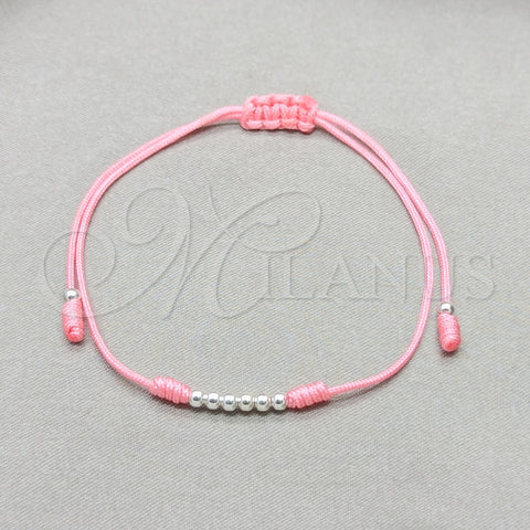 Sterling Silver Adjustable Bolo Bracelet, Ball Design, Blue Algodón, Silver Finish, 03.426.0001.3.07 (03 MM Thickness, 7 Inches Length)