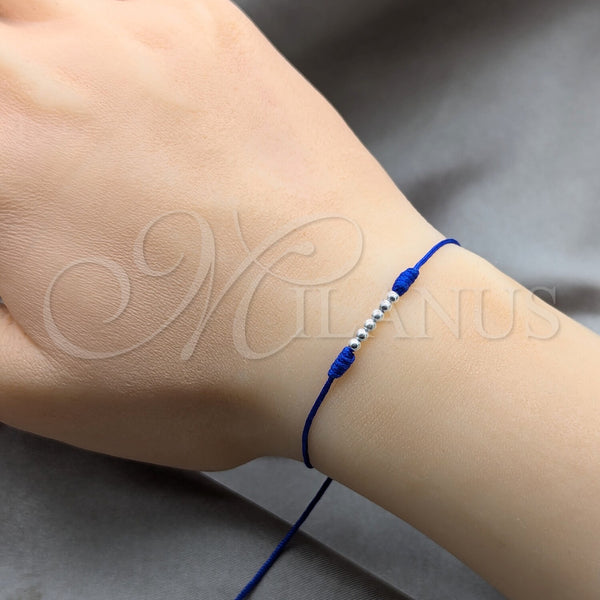 Sterling Silver Bracelet — Adjustable Bolo Bracelet Ball Design Blue Algodón 03. — alternate product view — SKU 158543 | Plata 925 brazalete — Adjustable Bolo Bracelet Ball diseño Blue Algodón 03. — SKU 158543