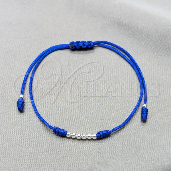 Sterling Silver Bracelet — Adjustable Bolo Bracelet Ball Design Blue Algodón 03. — main product view — SKU 158543 | Plata 925 brazalete — Adjustable Bolo Bracelet Ball diseño Blue Algodón 03. — SKU 158543