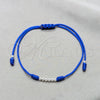Sterling Silver Adjustable Bolo Bracelet, Ball Design, Blue Algodón, Silver Finish, 03.426.0001.4.07 (03 MM Thickness, 7 Inches Length)