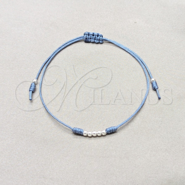 Sterling Silver Bracelet — Adjustable Bolo Bracelet Ball Design Blue Algodón 03. — alternate product view — SKU 158544 | Plata 925 brazalete — Adjustable Bolo Bracelet Ball diseño Blue Algodón 03. — SKU 158544