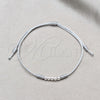 Sterling Silver Adjustable Bolo Bracelet, Ball Design, Blue Algodón, Silver Finish, 03.426.0001.6.07 (03 MM Thickness, 7 Inches Length)