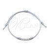 Sterling Silver Adjustable Bolo Bracelet, Ball Design, Blue Algodón, Silver Finish, 03.426.0001.6.07 (03 MM Thickness, 7 Inches Length)
