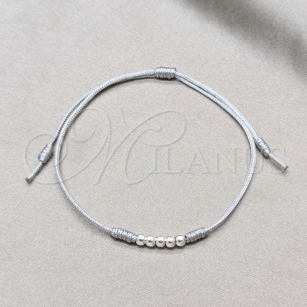 Sterling Silver Bracelet — Adjustable Bolo Bracelet Ball Design Blue Algodón 03. — main product view — SKU 158545 | Plata 925 brazalete — Adjustable Bolo Bracelet Ball diseño Blue Algodón 03. — SKU 158545