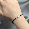 Sterling Silver Fancy Bracelet, Ball Design, with Rose Water Opal Pearl and Black Crystal, Blue Polished, Silver Finish, 03.426.0020.07 (07 MM Thickness, 7 Inches Length)