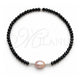 Sterling Silver Fancy Bracelet, Ball Design, with Rose Water Opal Pearl and Black Crystal, Blue Polished, Silver Finish, 03.426.0020.07 (07 MM Thickness, 7 Inches Length)