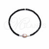 Sterling Silver Fancy Bracelet, Ball Design, with Rose Water Opal Pearl and Black Crystal, Blue Polished, Silver Finish, 03.426.0020.07 (07 MM Thickness, 7 Inches Length)