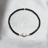 Sterling Silver Fancy Bracelet, Ball Design, with Rose Water Opal Pearl and Black Crystal, Blue Polished, Silver Finish, 03.426.0020.07 (07 MM Thickness, 7 Inches Length)