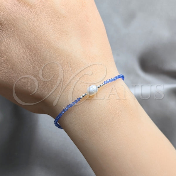 Sterling Silver Bracelet — Fancy Bracelet Ball Design with Sapphire Blue Crystal — alternate product view — SKU 158548 | Plata 925 brazalete — elegante Bracelet Ball diseño with Sapphire Blue cristal — SKU 158548