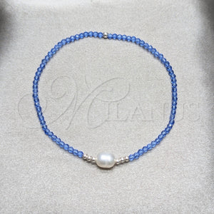 Sterling Silver Bracelet — Fancy Bracelet Ball Design with Sapphire Blue Crystal — main product view — SKU 158548 | Plata 925 brazalete — elegante Bracelet Ball diseño with Sapphire Blue cristal — SKU 158548
