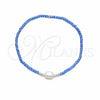 Sterling Silver Fancy Bracelet, Ball Design, with Sapphire Blue Crystal and White Pearl, Polished, Silver Finish, 03.426.0021.07 (07 MM Thickness, 7 Inches Length)