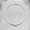 Sterling Silver Fancy Bracelet, Ball Design, with White Crystal and White Pearl, Polished, Silver Finish, 03.426.0021.1.07 (07 MM Thickness, 7 Inches Length)