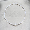 Sterling Silver Fancy Bracelet, Ball Design, with White Crystal and White Pearl, Polished, Silver Finish, 03.426.0021.1.07 (07 MM Thickness, 7 Inches Length)