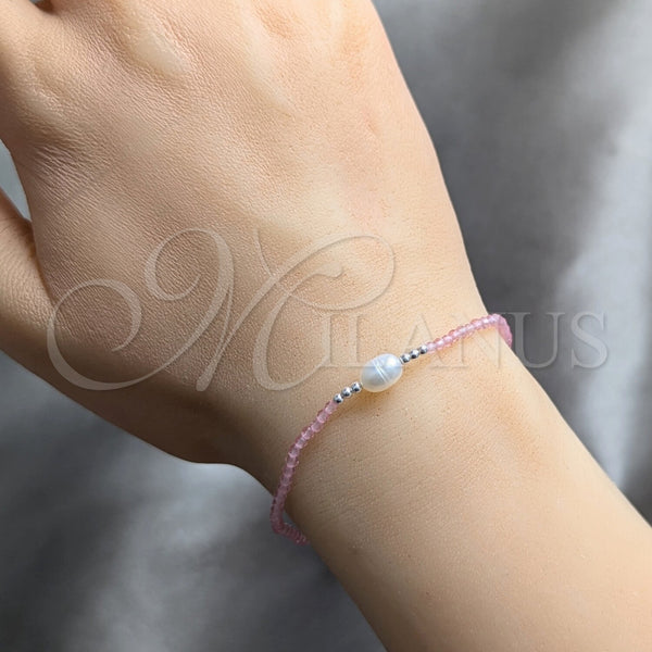 Sterling Silver Bracelet — Fancy Bracelet Ball Design with Pink Crystal and — alternate product view — SKU 158550 | Plata 925 brazalete — elegante Bracelet Ball diseño with Pink cristal and — SKU 158550