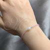 Sterling Silver Fancy Bracelet, Ball Design, with Pink Crystal and White Pearl, Polished, Silver Finish, 03.426.0021.2.07 (07 MM Thickness, 7 Inches Length)