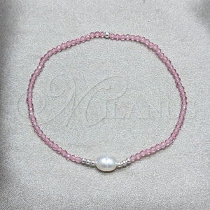 Sterling Silver Bracelet — Fancy Bracelet Ball Design with Pink Crystal and — main product view — SKU 158550 | Plata 925 brazalete — elegante Bracelet Ball diseño with Pink cristal and — SKU 158550