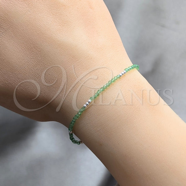 Sterling Silver Bracelet — Fancy Bracelet Ball Design with Green Crystal Polished — alternate product view — SKU 158552 | Plata 925 brazalete — elegante Bracelet Ball diseño with Green cristal pulido — SKU 158552
