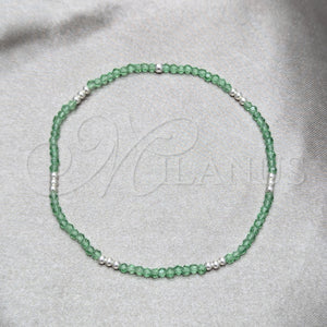 Sterling Silver Bracelet — Fancy Bracelet Ball Design with Green Crystal Polished — main product view — SKU 158552 | Plata 925 brazalete — elegante Bracelet Ball diseño with Green cristal pulido — SKU 158552