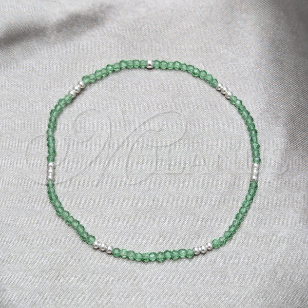 Sterling Silver Bracelet — Fancy Bracelet Ball Design with Green Crystal Polished — main product view — SKU 158552 | Plata 925 brazalete — elegante Bracelet Ball diseño with Green cristal pulido — SKU 158552