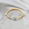 Sterling Silver Adjustable Bolo Bracelet, Ball and Heart Design, with White Crystal, Algodón, Silver Finish, 03.426.0027.07 (10 MM Thickness, 7 Inches Length)