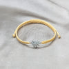 Sterling Silver Adjustable Bolo Bracelet, Ball and Heart Design, with White Crystal, Algodón, Silver Finish, 03.426.0027.07 (10 MM Thickness, 7 Inches Length)