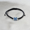Sterling Silver Adjustable Bolo Bracelet, Ball and Butterfly Design, with Light Sapphire Crystal, Algodón, Silver Finish, 03.426.0028.07 (10 MM Thickness, 7 Inches Length)