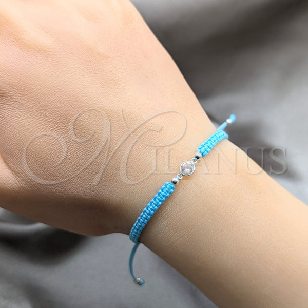 Sterling Silver Bracelet — Adjustable Bolo Bracelet Ball Design with White Cubic — alternate product view — SKU 158557 | Plata 925 brazalete — Adjustable Bolo Bracelet Ball diseño with blanco Cubic — SKU 158557