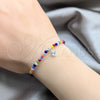 Sterling Silver Adjustable Bolo Bracelet, Ball and Heart Design, with Multicolor Crystal and White Cubic Zirconia, Polished, Silver Finish, 03.426.0032.1.07 (04 MM Thickness, 7 Inches Length)