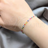 Sterling Silver Adjustable Bolo Bracelet, Ball Design, with Multicolor Crystal, Polished, Silver Finish, 03.426.0035.07 (05 MM Thickness, 7 Inches Length)