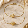 Oro Laminado Necklace and Bracelet, Gold Filled Style Ball and Rolo Design, Polished, Golden Finish, 06.179.0006