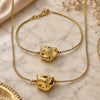 Oro Laminado Necklace and Bracelet, Gold Filled Style Rat Tail Design, Polished, Golden Finish, 06.179.0008